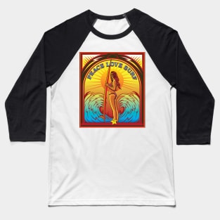 PEACE LOVE SURF Baseball T-Shirt
